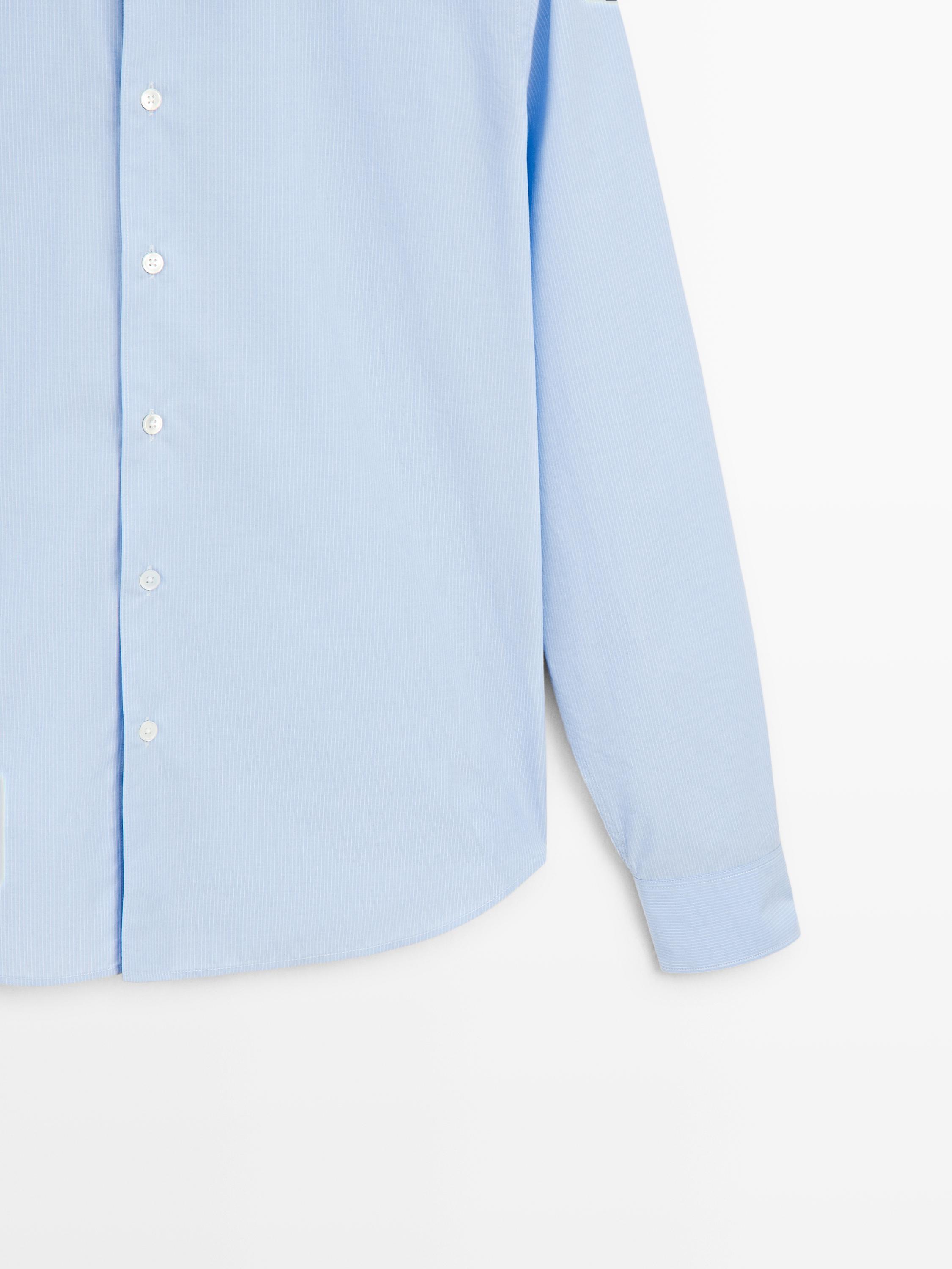 Chemise regular en popeline à rayures